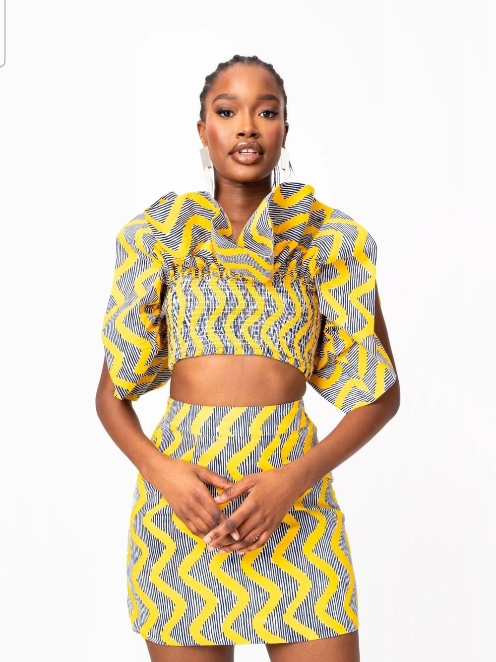 Nwt Fuure Lily African Print Mini Skirt Yellow Size Small — image 2 of 8